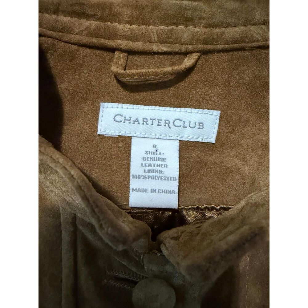 Charter Club Vintage Tan Suede Collar Button Front Jacket Size 8